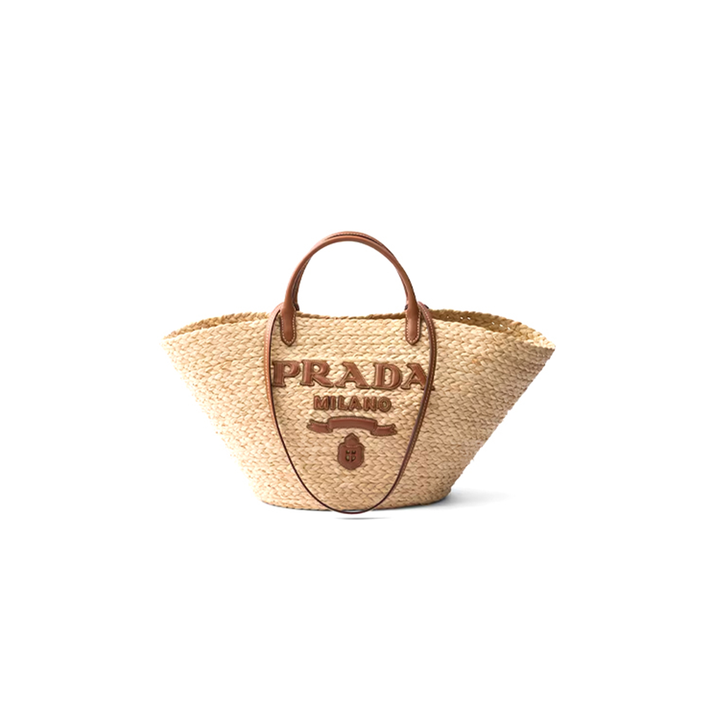 Pra*a large raffia and leather shopping bag 1bg470 (25*25*15cm)